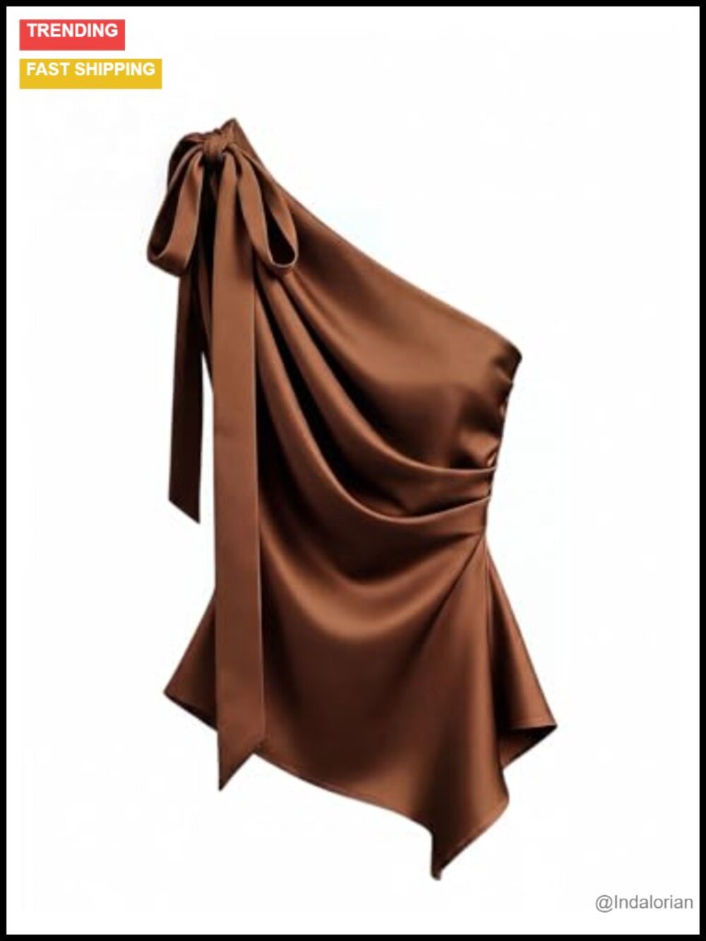 Satin One Shoulder Ruched Asymmetrical Dressy Tank Top Business Casual